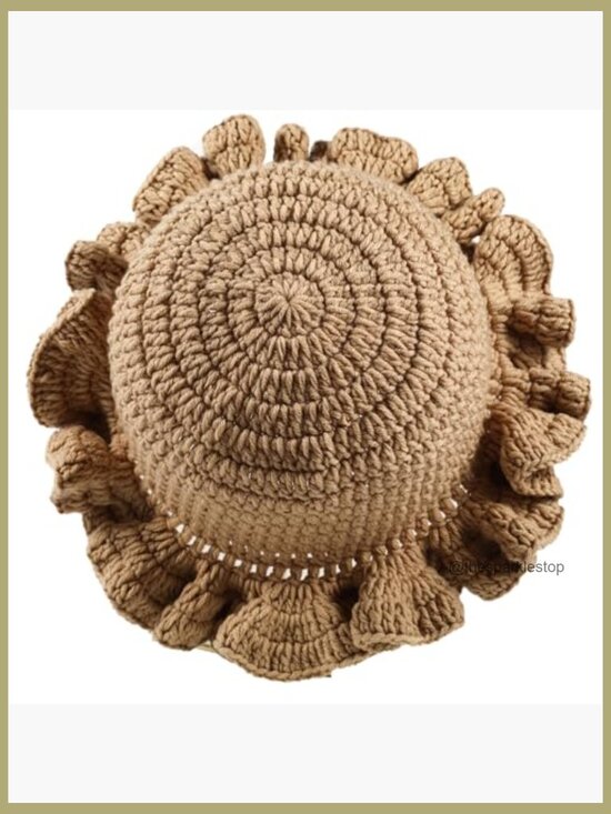 Crochet Bucket Hat Knit Floppy Cap Handmade Polyester Cotton